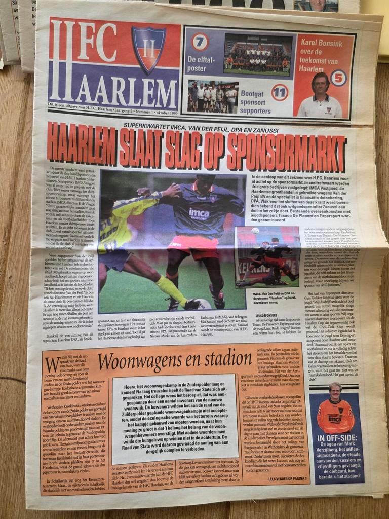 HFC Haarlem - krant okt 1999, Ophalen of Verzenden, Zo goed als nieuw
