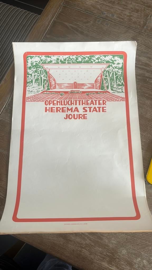 Oud affiche “ openlucht theater Herema State Joure”, Ophalen of Verzenden
