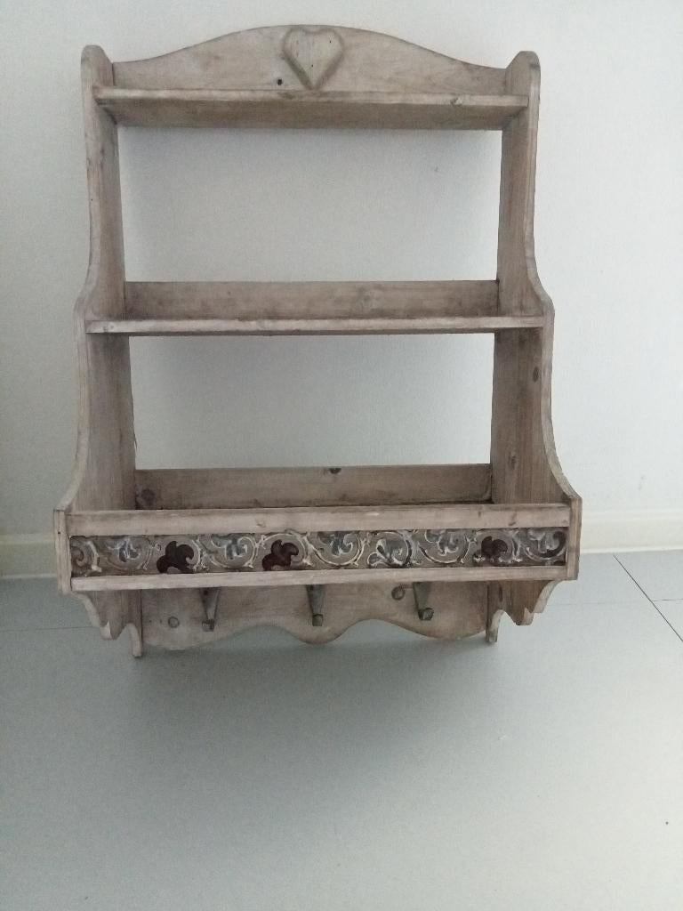 HOUTEN WANDREK HANGKASTJE MET WANDHAKEN KEUKENREK, Huis en Inrichting, Ophalen, Gebruikt