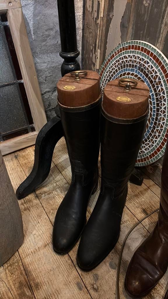 Antiek engelse laarzen met houten mallen, Ophalen of Verzenden