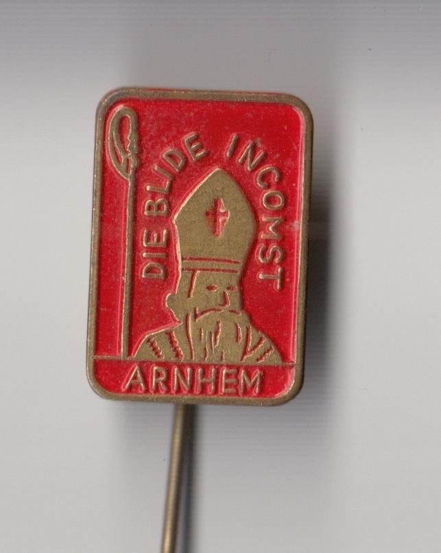 Arnhem Die Blide Incomst Sinterklaas speldje, Verzamelen, Speldjes, Pins en Buttons, Gebruikt, Niet vindbaar, Niet vindbaar, Speldje of Pin