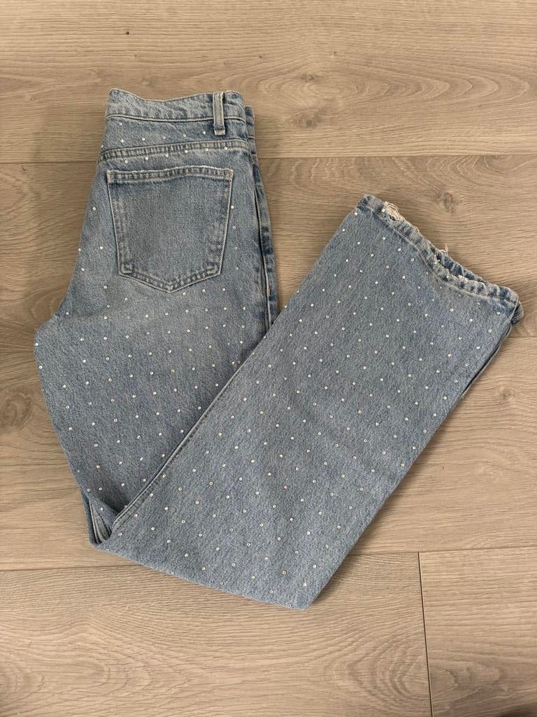 Zara glitterbroek maat 36, Kleding | Dames, Spijkerbroeken en Jeans, Ophalen of Verzenden, Gedragen, Blauw, W28 - W29 (confectie 36)