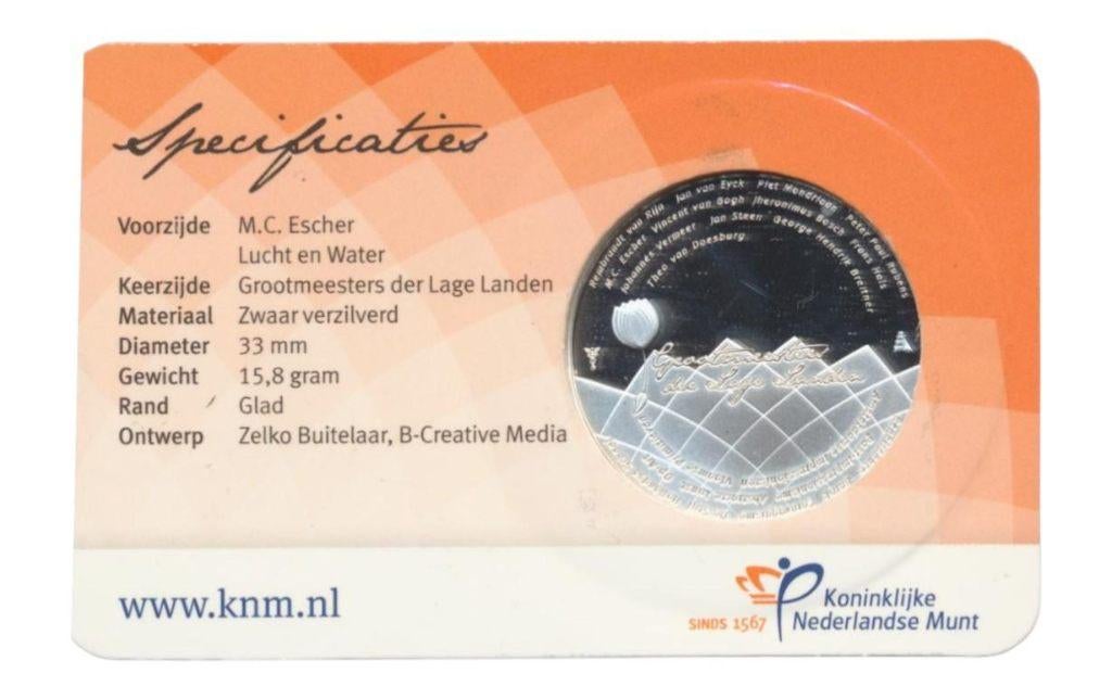 Nederland M.C. Escher-penning in kleur in coincard, Ophalen of Verzenden, Koningin Beatrix, Overige waardes, Losse munt
