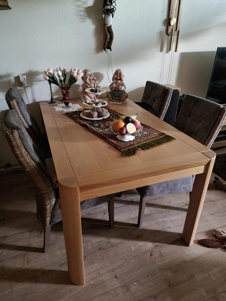 Blank eiken faro Eettafel, Huis en Inrichting, Tafels | Eettafels, Ophalen, 100 tot 150 cm, 150 tot 200 cm, Modern