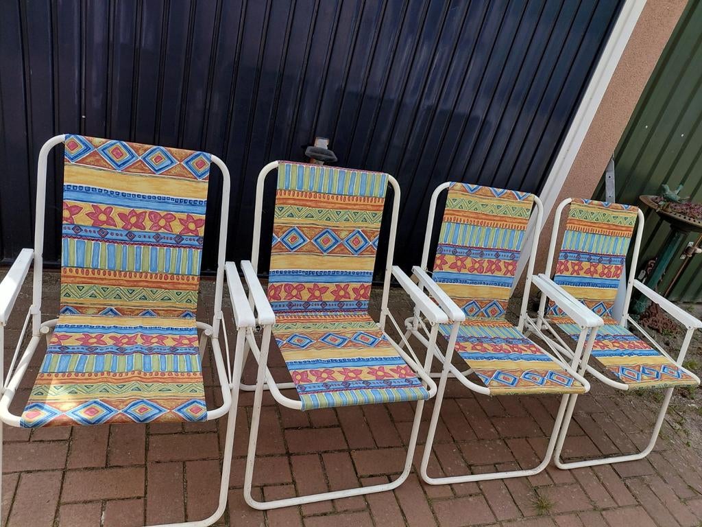 4 Vintage Camping Klapstoeltjes - Jaren '80/'90 Stijl, Ophalen
