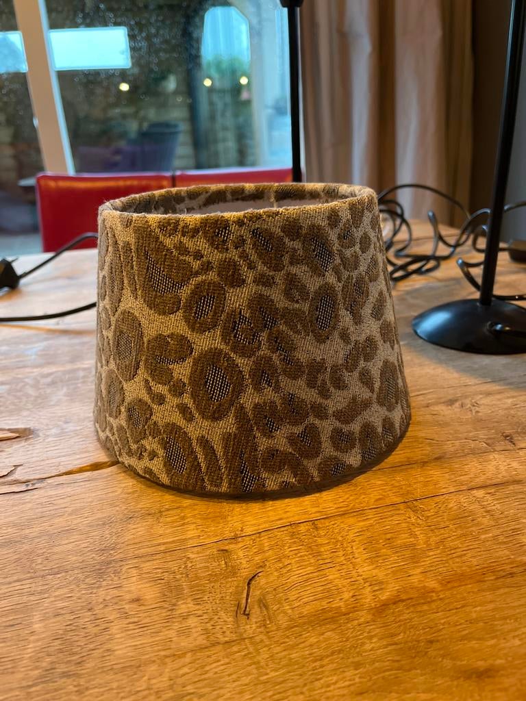 2 Lampenkappen met Luipaardprint, Huis en Inrichting, Lampen | Lampenkappen, Ophalen, Gebruikt, Bruin, Rond
