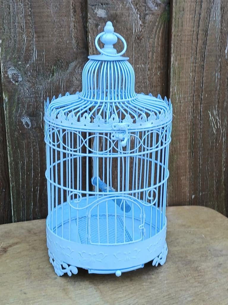 Vintage metalen vogelkooi, Antiek en Kunst, Curiosa en Brocante, Ophalen of Verzenden