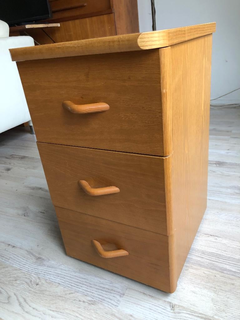 Vintage ladekastje teak Vroomshoop Meubelen gewicht 18 kg, Gebruikt, Teakhout, 3 of 4 laden, Minder dan 100 cm