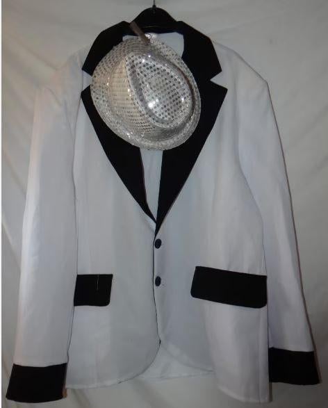 Leuk wit/zwart PARTY/FEEST/CARNAVALS jas + hoedje, Ophalen, Carnaval, Overige maten, Kleding