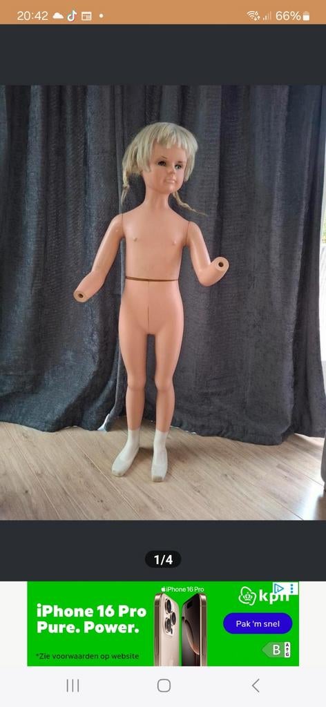 Vintage Franse etalagepop / mannequin - kind, Verzamelen, Poppen, Ophalen, Gebruikt, Overige typen