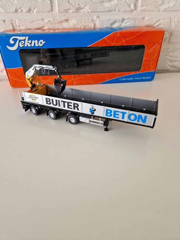 Tekno steentrailer Buiter Beton, Hobby en Vrije tijd, Modelauto's | 1:50, Ophalen of Verzenden, Zo goed als nieuw, Bus of Vrachtwagen