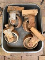 Vintage grote zwenkwielen gietijzer 4x, Ophalen, Gebruikt