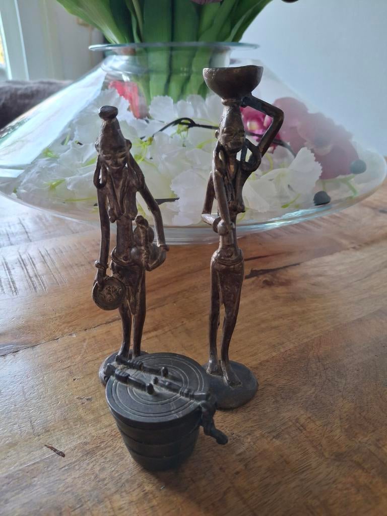Vintage Afrikaanse Bronzen Beeldjes - Decoratief, Antiek en Kunst, Ophalen of Verzenden