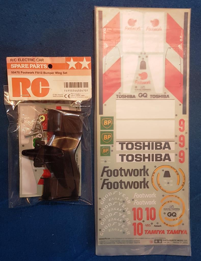 Vintage Tamiya Footwork decal + #50470 FA13 Bumper Wing Set, Hobby en Vrije tijd, Modelbouw | Radiografisch | Auto's, Elektro