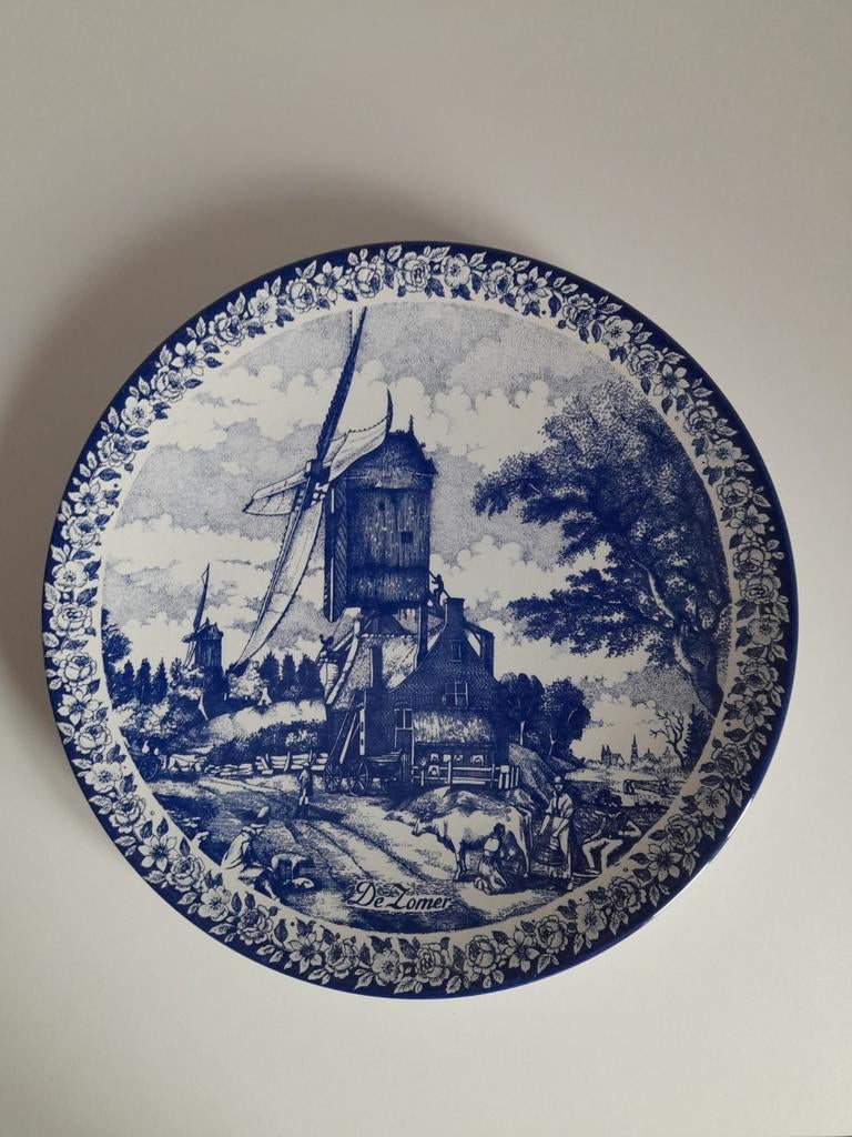 Delfts Blauw wandbord 'De Zomer' met molen - Chemkefa, Antiek en Kunst, Ophalen