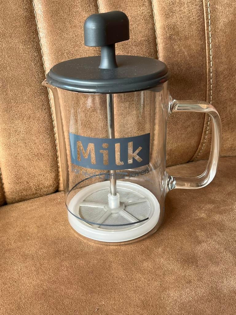 Glazen melkopschuimer, Ophalen of Verzenden, Gebruikt, Handmatige melkopschuimer