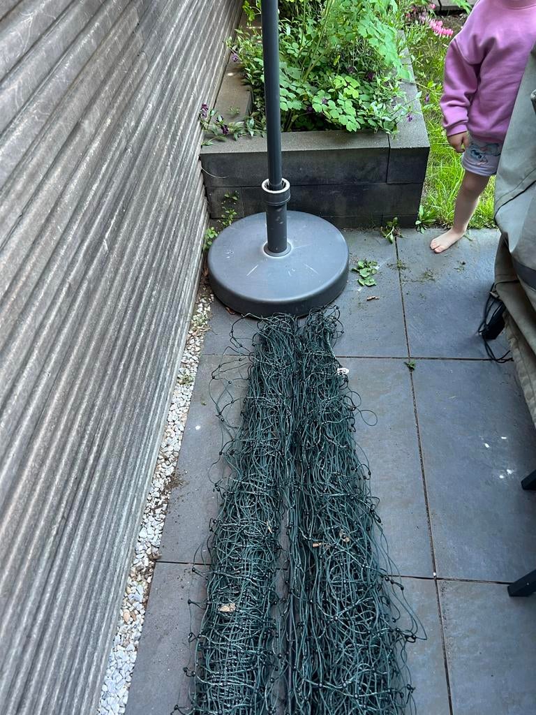 Schrikdraadnet 15m, 112cm, donkergroen, 6palen dubbele pen, Tuin en Terras, Tuinhekken en Hekwerk, Ophalen, Gebruikt, Kunststof