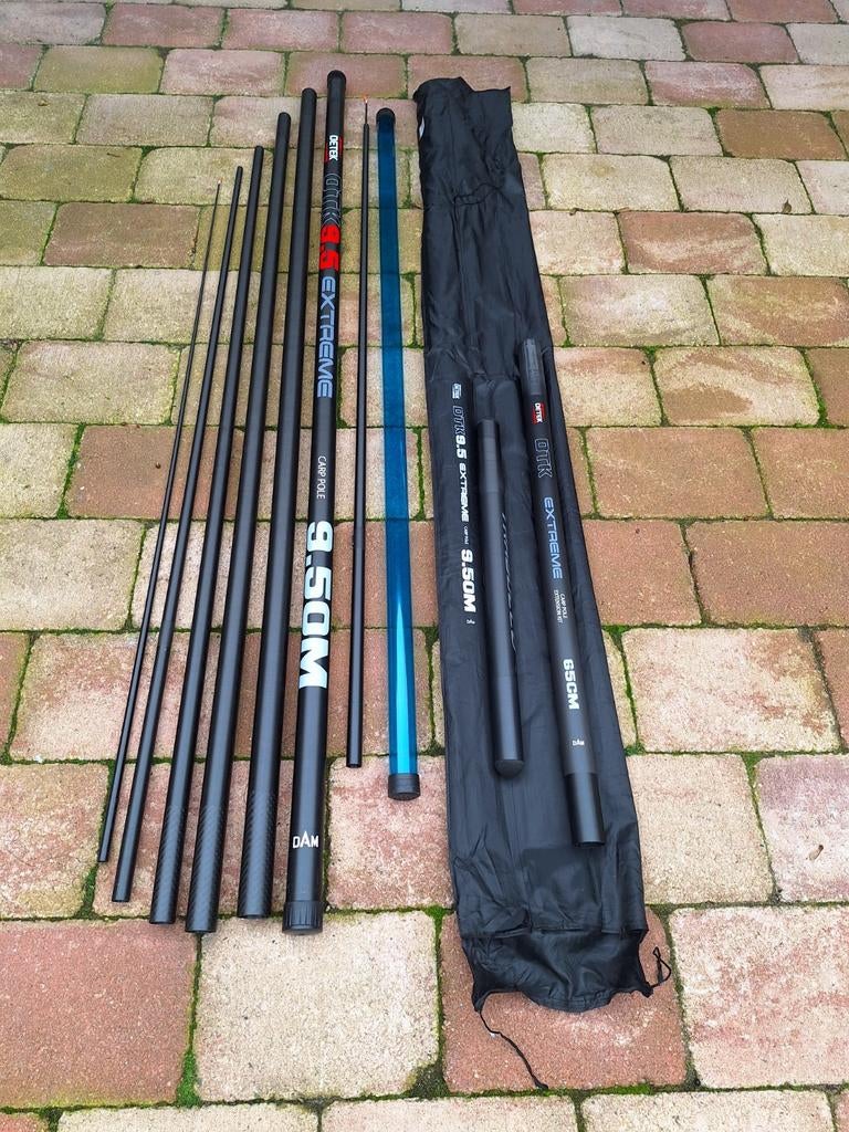 DTK 9.5M Extreme Carp Pole met elastiek en verlengstuk, Watersport en Boten, Ophalen, Gebruikt, Vaste hengel