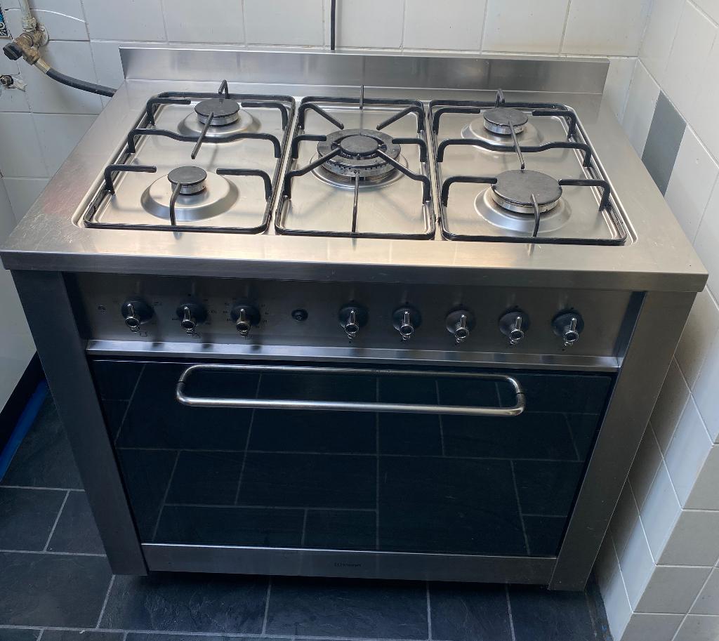 5 pits gasfornuis, Witgoed en Apparatuur, Fornuizen, Ophalen, Gebruikt, 60 cm of meer, Grill