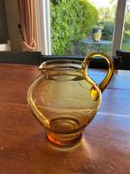 OUDE BRUINE GLAZEN VAAS / KAN MET 3 GRAVURES, Ophalen of Verzenden