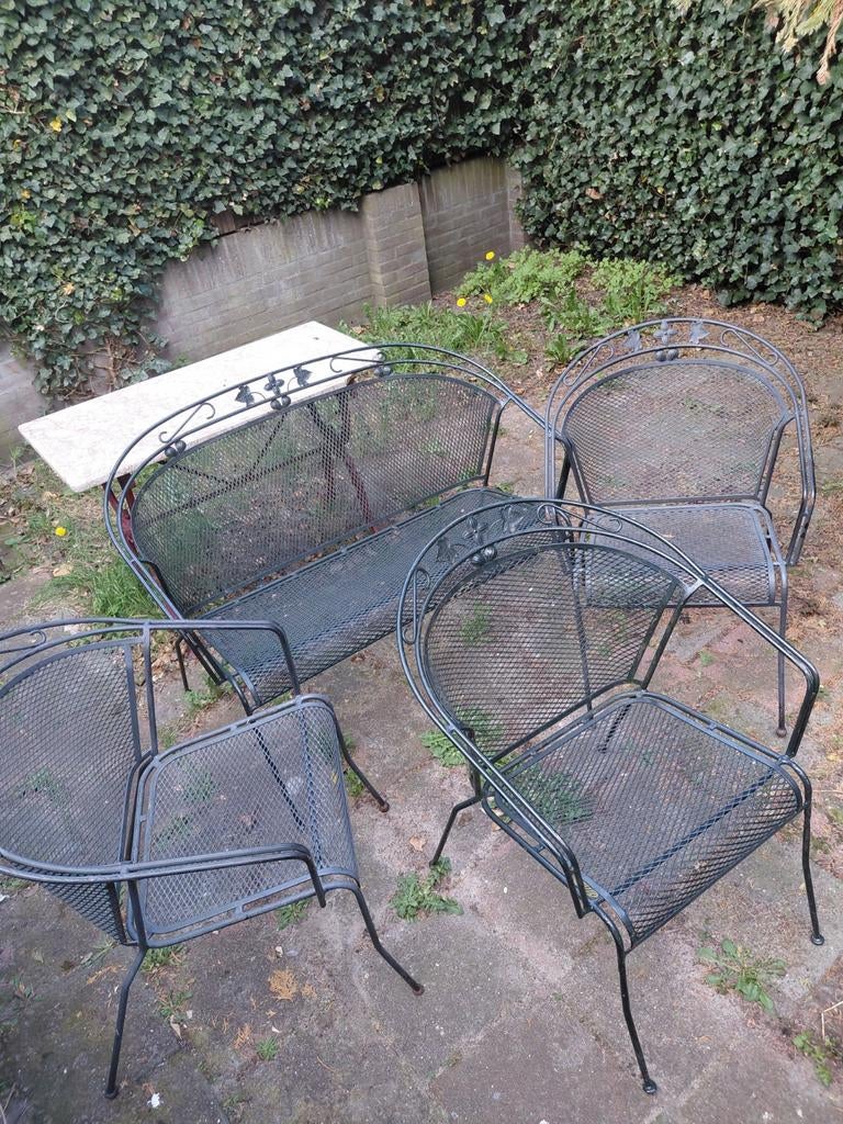 Metalen Tuinset: 2 zits Bank en 3 Stoelen royal garden, Tuin en Terras, Tuinsets en Loungesets, Ophalen of Verzenden