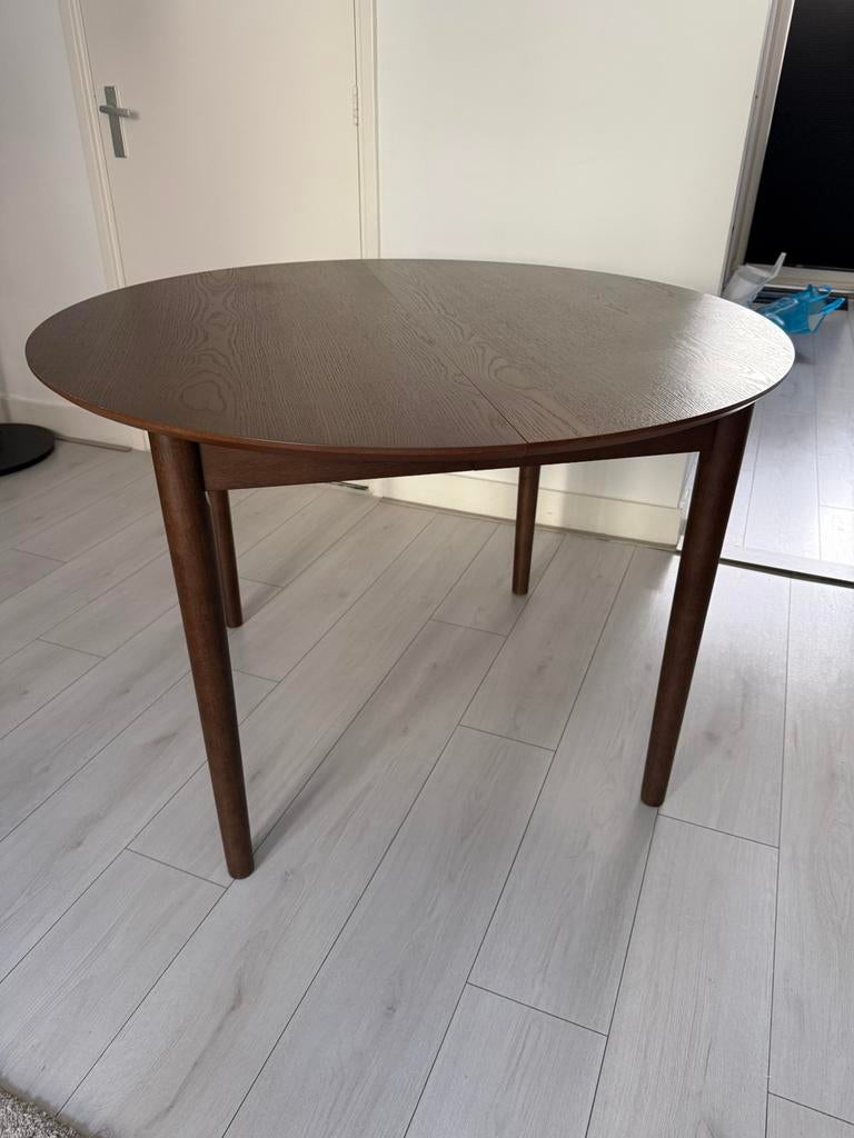 JYSK Eettafel Marstrand uitschuifbaar 110cm rond, Huis en Inrichting, Tafels | Eettafels, Ophalen, Zo goed als nieuw, Rond, 150 tot 200 cm