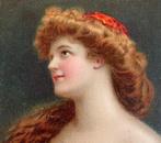 fr 1910 vrouw heel lang haar rode jurk Asti, Verzenden, Voor 1920, Ongelopen, Overige thema's