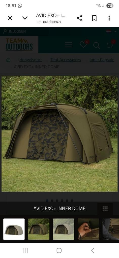 Inner Dome voor avid exo+ bivvy, Ophalen of Verzenden, Zo goed als nieuw, Overige typen