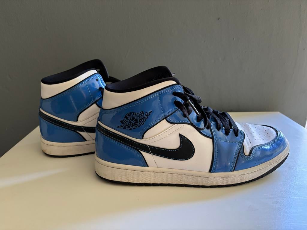 Nike Air Jordan Mid Signal Blue - Maat 45 (EU) / 11 (US), Kleding | Heren, Schoenen, Verzenden, Gedragen, Blauw, Sneakers of Gympen