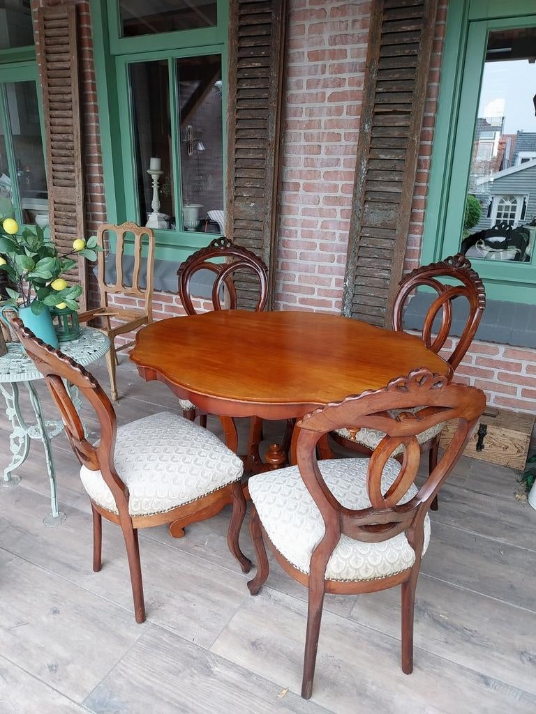 Prachtige Antieke Biedermeier Eethoek (1840-1860), Antiek en Kunst, Antiek | Meubels | Tafels, Ophalen