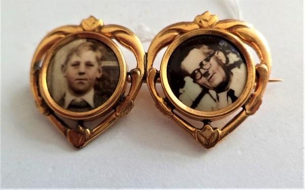 Prachtige antieke dubbele Doublé fotobroche (7131-4514), Sieraden, Tassen en Uiterlijk, Antieke sieraden, Broche, Overige materialen