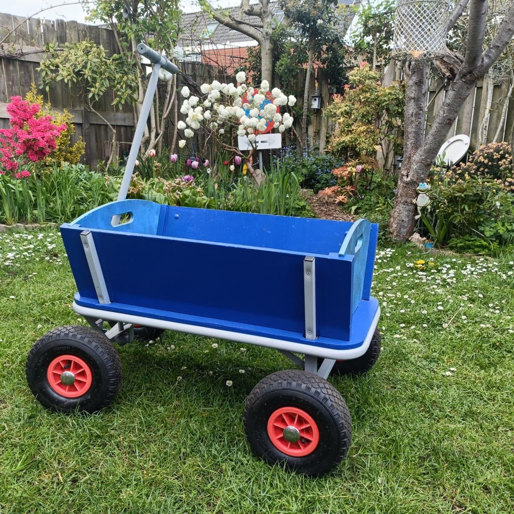 Blauwe bolderkar met luchtbanden, Caravans en Kamperen, Bolderkarren, Ophalen of Verzenden, Gebruikt