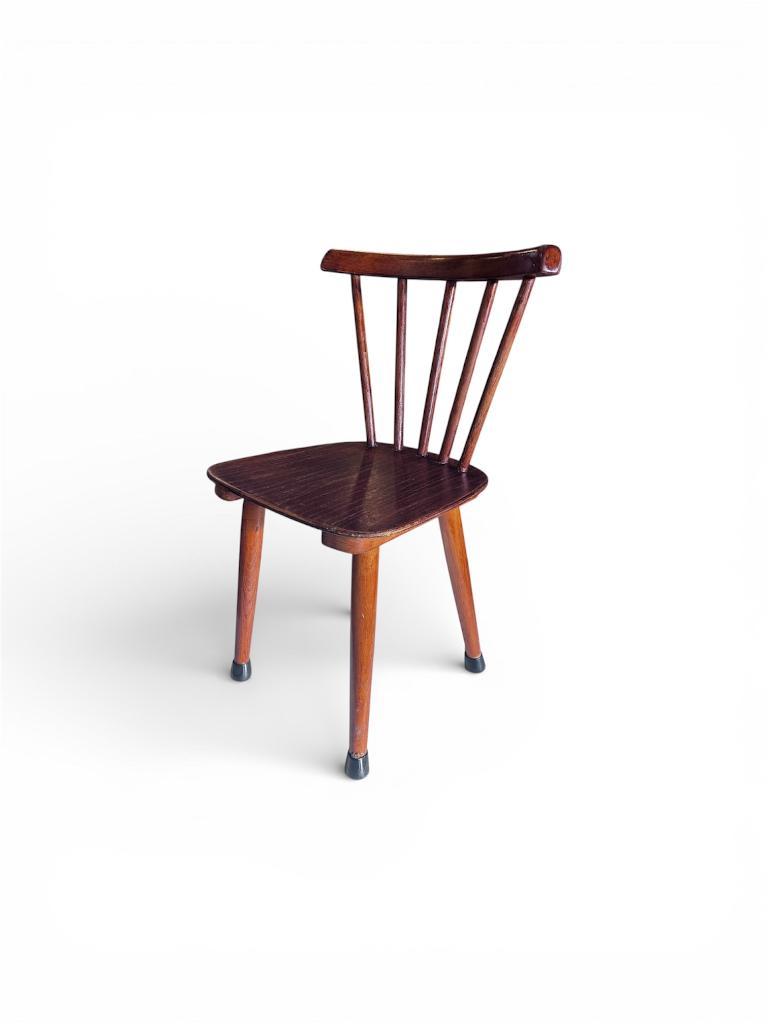 Vintage houten kinder-spijlenstoel, Huis en Inrichting, Stoelen, Ophalen, Gebruikt, Bruin, Vintage