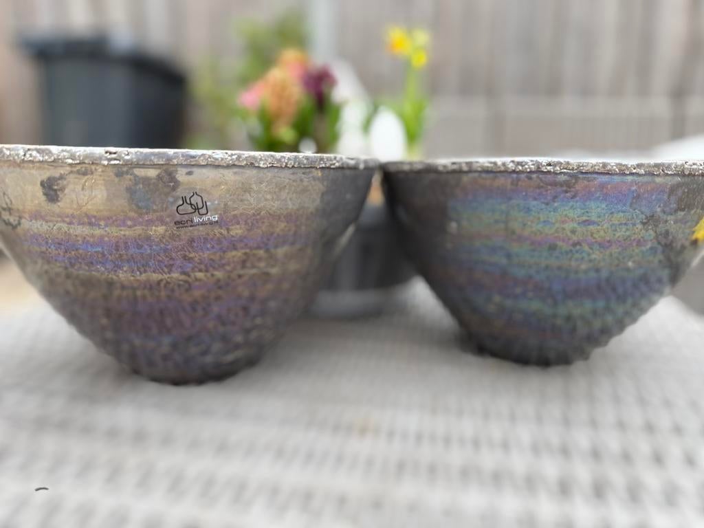 2x Ecri Living keramische potten in Donker Parel, Huis en Inrichting, Ophalen, Zo goed als nieuw, Rond, Porselein of Keramiek
