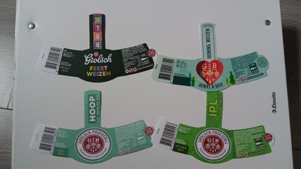 Grolsch beugel etiketten, Verzamelen, Biermerken, Ophalen of Verzenden, Nieuw, Overige typen, Grolsch