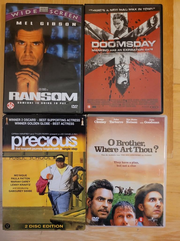 DVD  Ransom, Doomsday, Precious, O Brother Where A, Cd's en Dvd's, Dvd's | Overige Dvd's, Gebruikt, Vanaf 16 jaar, Ophalen of Verzenden