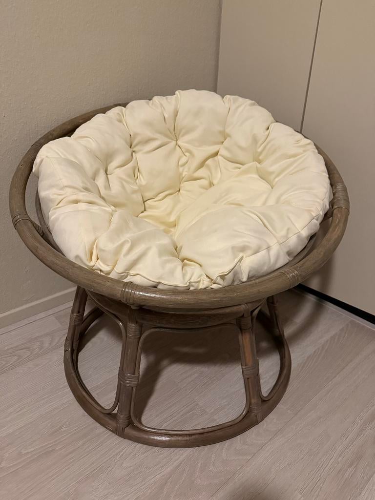 Rotan Kuipstoel met Kussen, Ophalen, Gebruikt, Bruin, Riet of Rotan