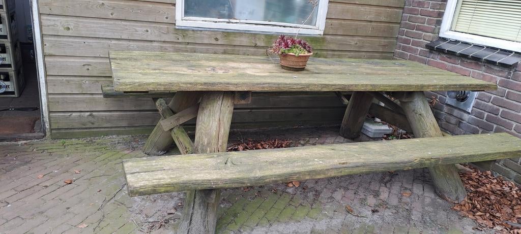 Gratis Picknicktafel, Tuin en Terras, Picknicktafels, Gebruikt, Rechthoekig, Hout, Ophalen