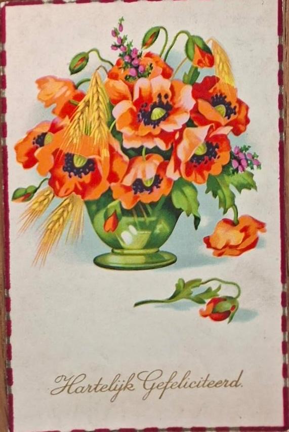 Fantastische Vaas met Klaprozen, Verzenden, 1920 tot 1940, Gelopen, Natuur