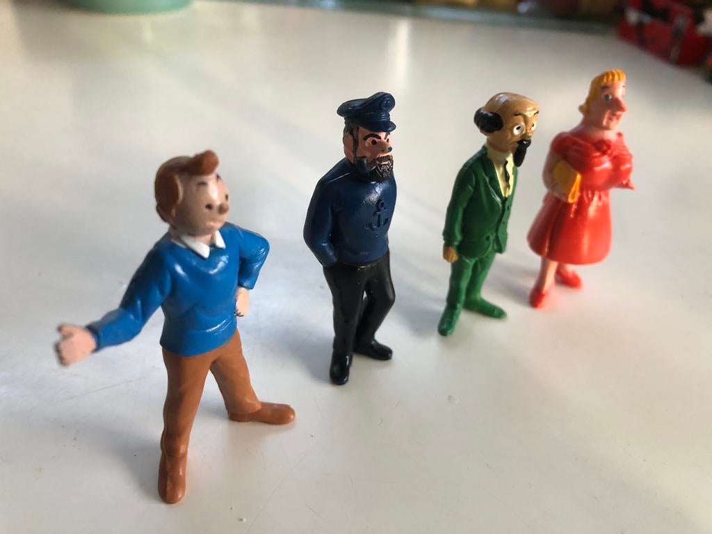 4 Kuifje poppetjes -uitgegeven door Esso / Belvision in 1973, Ophalen of Verzenden, Kuifje, Gebruikt, Beeldje of Figuurtje