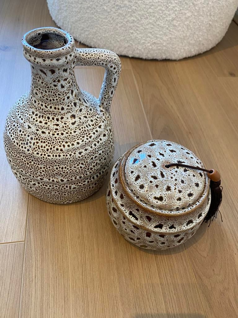 Nieuw vaas kruikje en potje pot met deksel oriëntaals, Huis en Inrichting, Woonaccessoires | Vazen, Overige kleuren, Aardewerk of Porselein