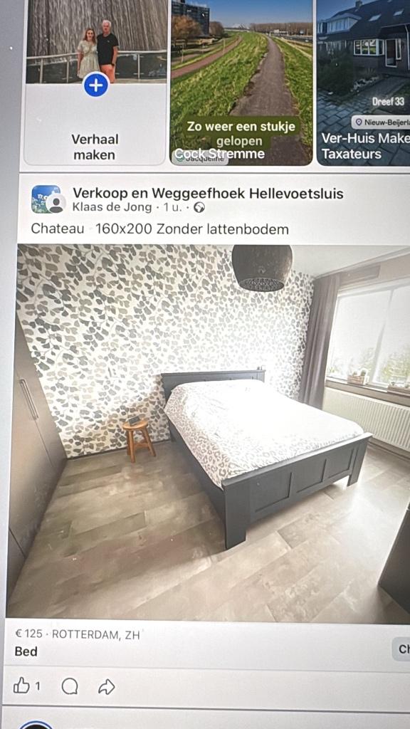 Bed ombouw 160x200, Ophalen, Overige kleuren, Tweepersoons, Zo goed als nieuw