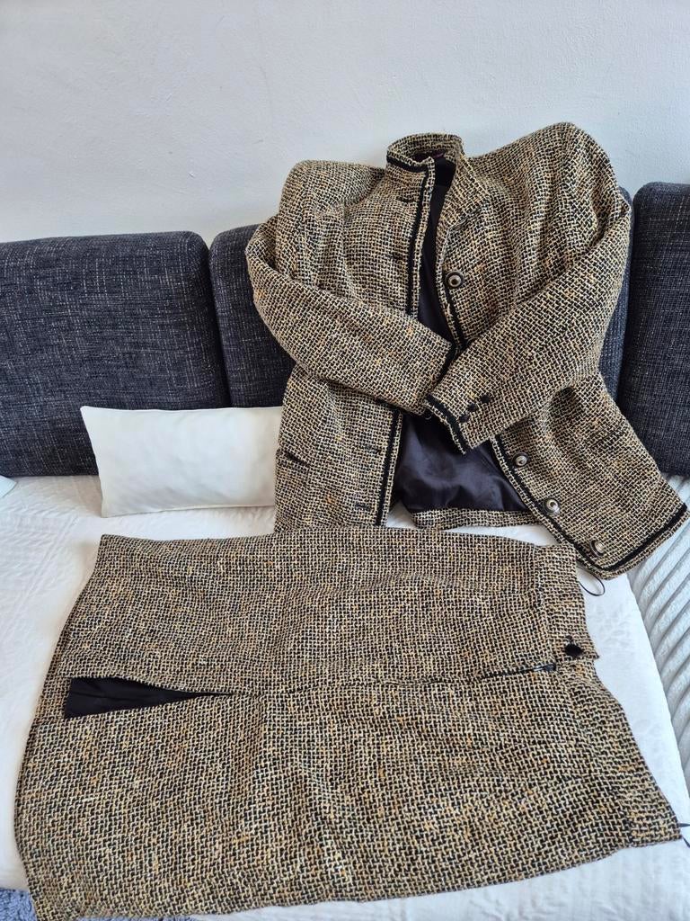 Mantelpak Dames, Kleding | Dames, Ophalen, Zo goed als nieuw, Maat 36 (S), Bruin