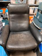 Verstelbare relax fauteuil van leer, zwart, Huis en Inrichting, Fauteuils, Ophalen, Gebruikt, Leer, 50 tot 75 cm