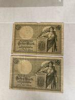 2xDuits 10 mark biljet 6 oktober 1906, Postzegels en Munten, Verzenden, Duitsland, Los biljet