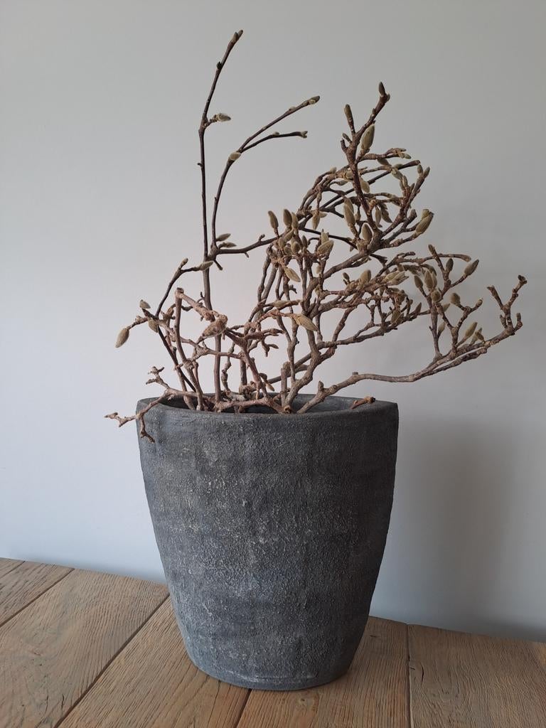 Prachtige ovale bloempot Met magnolia takken, Tuin en Terras, Bloempotten, Ophalen, Overige vormen, Aardewerk, Minder dan 40 cm