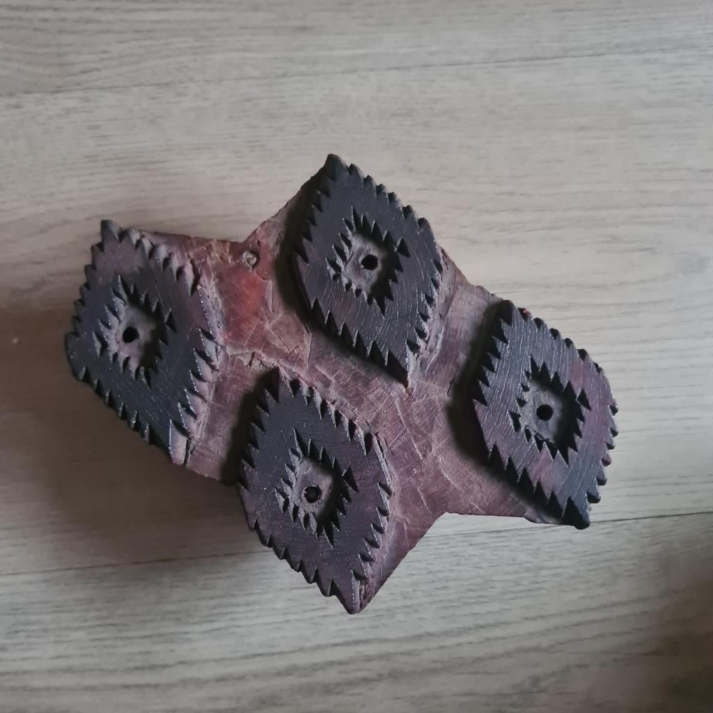 Vintage Batik Stempels - Houten Blokken voor Textiel, Ophalen of Verzenden, Gebruikt, Houten stempel