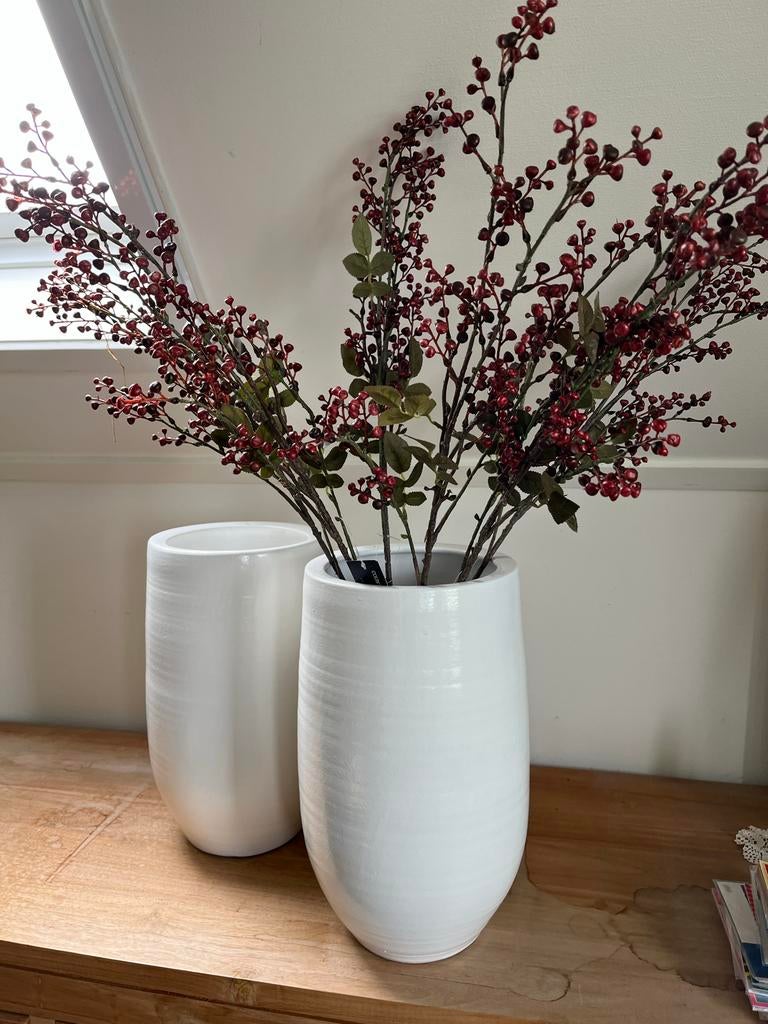 2 witte vazen, 38 cm hoog, Ophalen, Wit, Aardewerk of Porselein, Nieuw