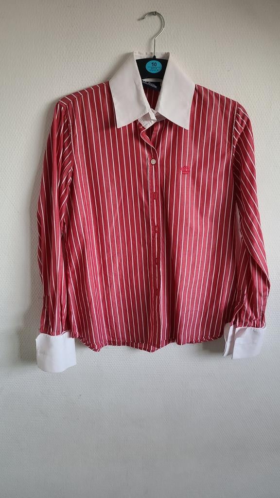 Stijlvolle gestreepte blouse met witte kraag, Ophalen of Verzenden, Zo goed als nieuw, Rood, Maat 36 (S)