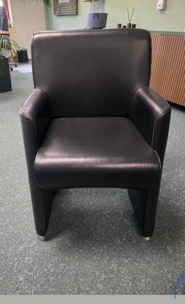 5 Zwarte Leren Fauteuils - Comfortabel en Stijlvol, Modern, Klassiek, Gebruikt, Zwart, Leer